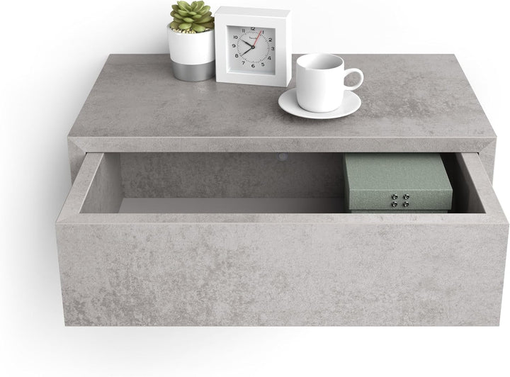 MOBILI FIVER, Riccardo Nachttisch, Grauer Beton, Made In Italy, Grauer Beton
