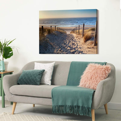 PICANOVA – Bild auf Leinwand Weg zum Meer 80x60cm – Leinwandbild – Premium Leinwanddruck – Wandbild