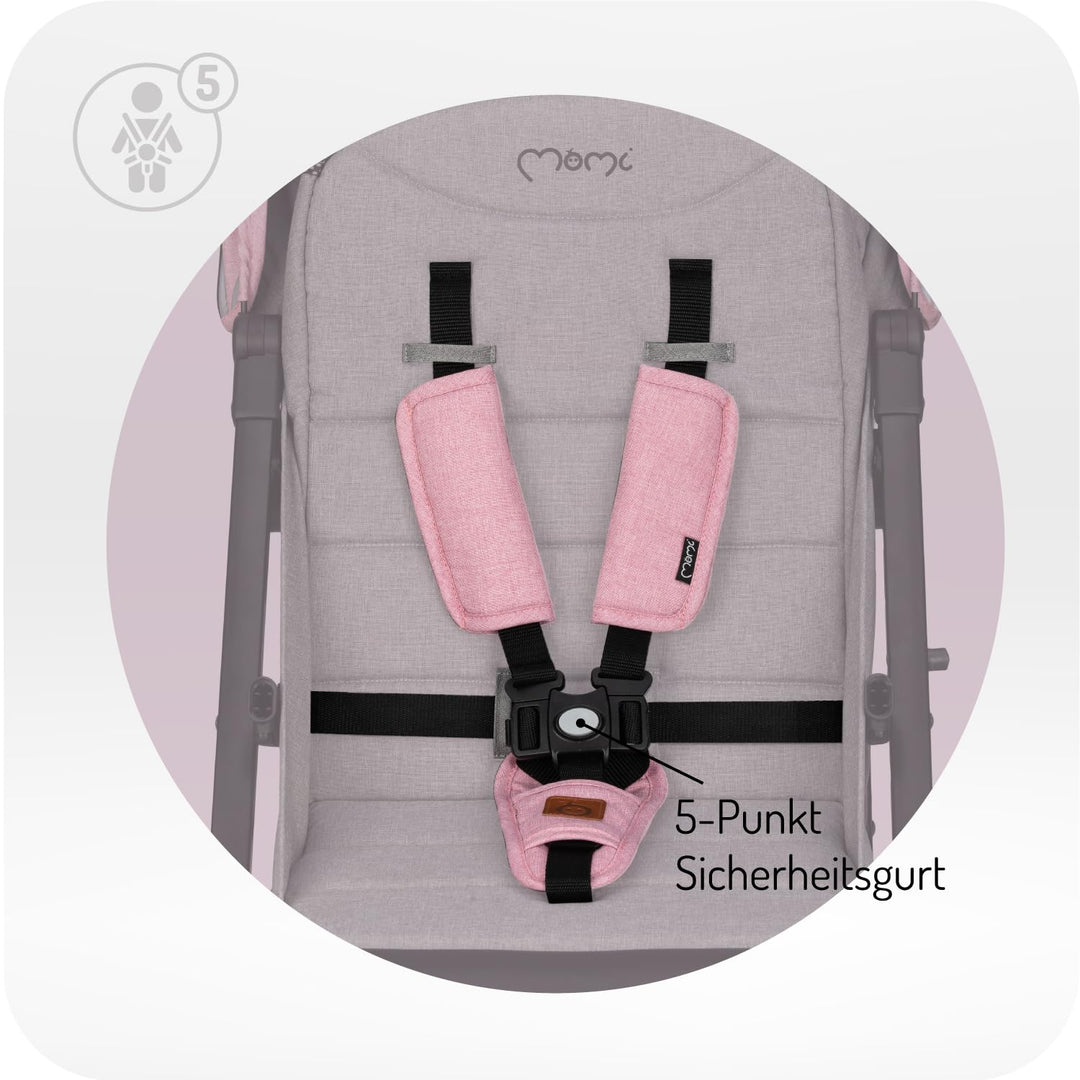 MoMi ESTELLE PLUS LIGHT Kinderwagen ab 6. Monat (bis 22 kg), klappbarer Buggy mit 5-Punkt-Sicherheit