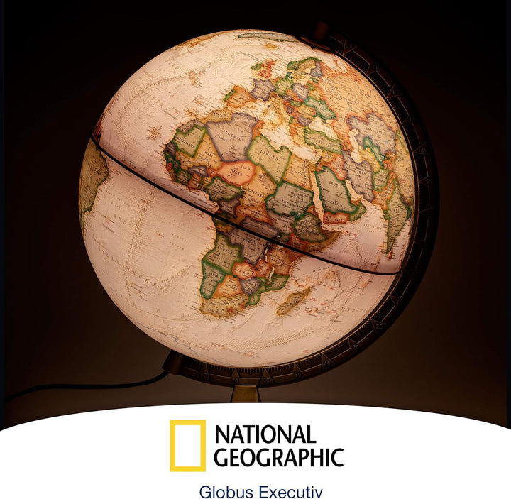 National Geographic - Leuchtglobus im exekutiven Stil - 30cm Globus mit stabilem Standfuss und Metal