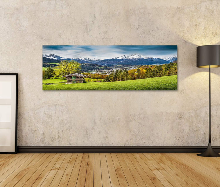 islandburner Bild auf Leinwand Schöne Berglandschaft In Den Bayerischen Alpen Mit Dorf Berchtesgaden