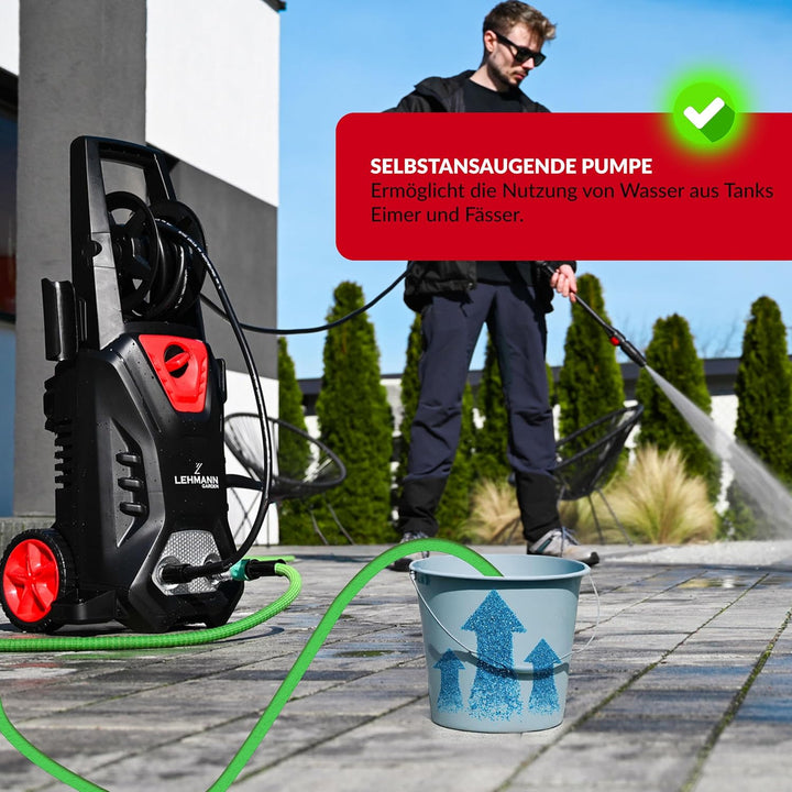 LEHMANN Hudson Hochdruckreiniger mit Aluminiumpumpe, 1800 W, max. 220 bar Druck, 450 l/h Fördermenge