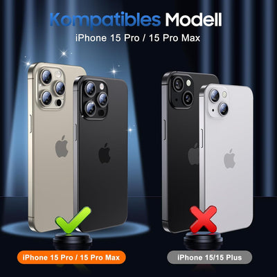 UniqueMe für iPhone 15 Pro/iPhone 15 Pro Max Kameraschutz - [Kratzfest, Stabil] Ultra-Klar 9H Härte