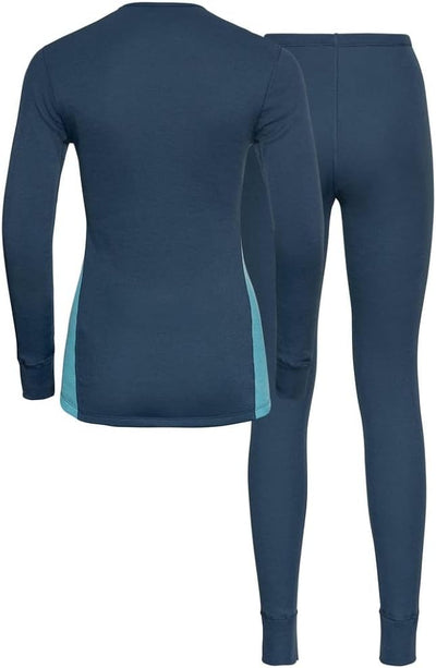 Odlo Damen Funktionsunterwäsche Set Active WARM ECO M Blue Wing Teal - Reef Waters, M Blue Wing Teal