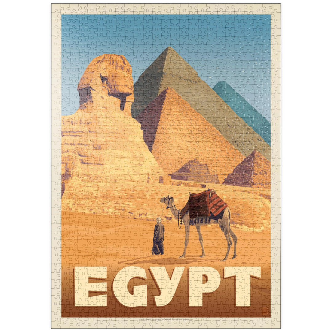 Ägypten: Pyramiden und die Grosse Sphinx, Vintage Poster - Premium 1000 Teile Puzzle - MyPuzzle Sond