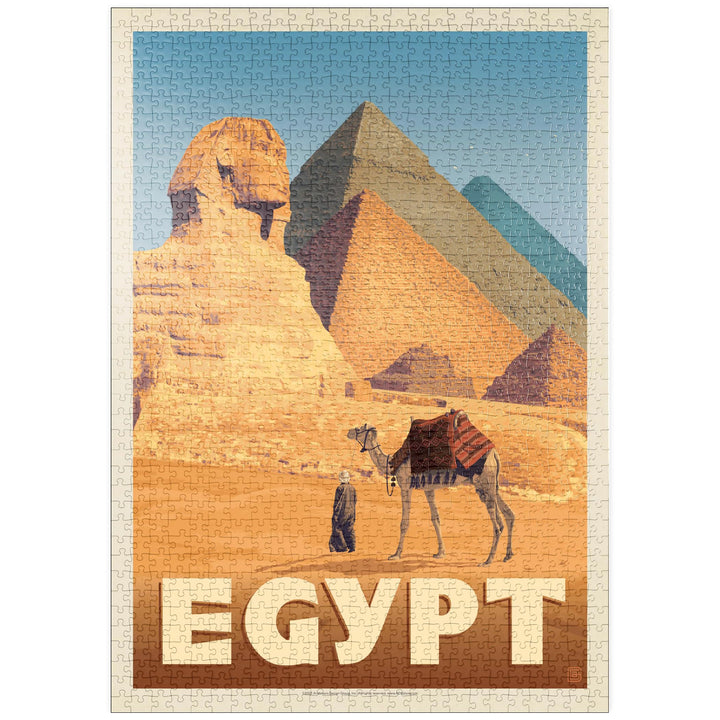 Ägypten: Pyramiden und die Grosse Sphinx, Vintage Poster - Premium 1000 Teile Puzzle - MyPuzzle Sond