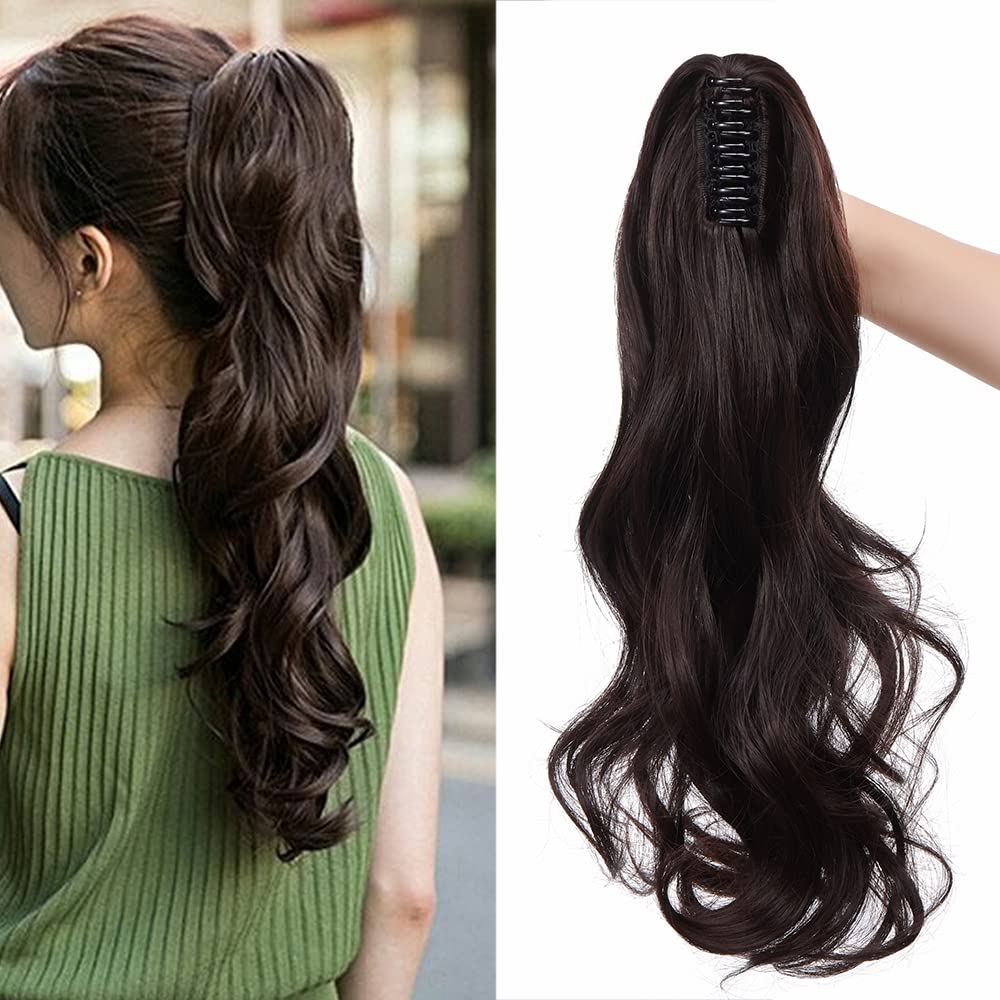 SEGO 45cm Pferdeschwanz Haarverlängerung Ponytail Haarteil Zopf Clip in Extensions Voluminös Claw on