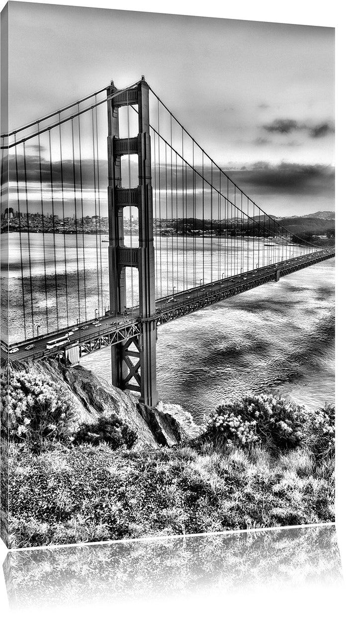 Pixxprint Golden Gate Bridge San Francisco / 100x70cm Leinwandbild bespannt auf Holzrahmen/Wandbild