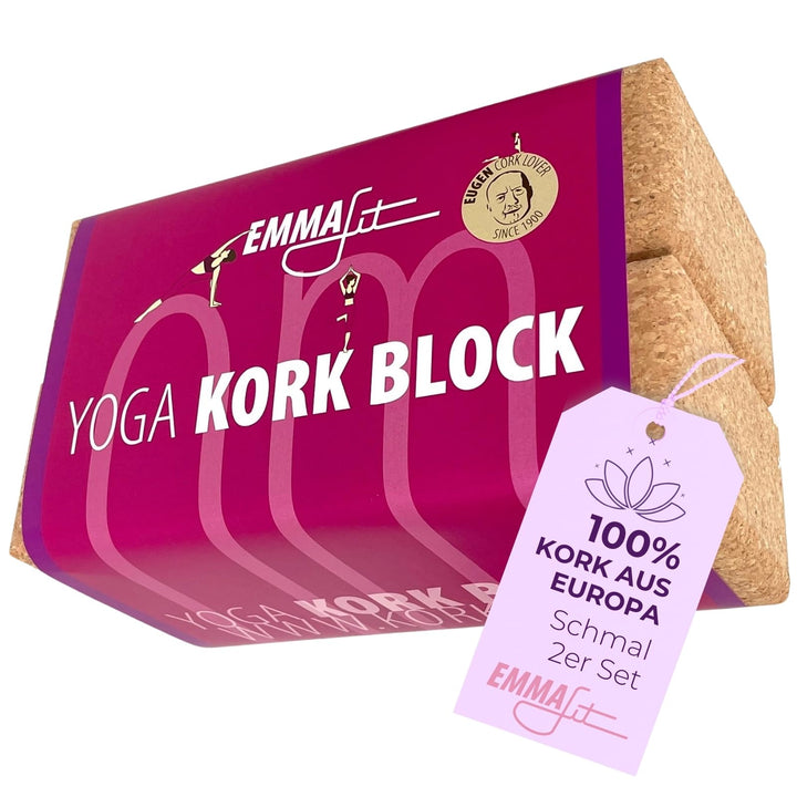 EMMAfit Kork Yoga Block Klassik I hochwertiger Yogablock aus Kork für Yoga-Übungen I hygienisch &amp; um