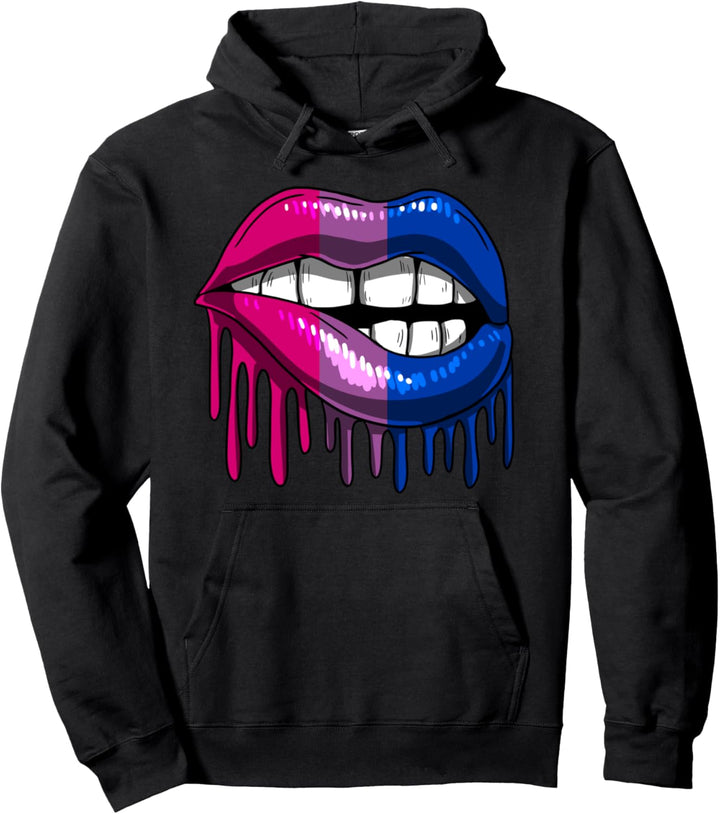 Bisexual Dripping Lip Bite Retro Mouth Lip Protest LGBT Gift Pullover Hoodie