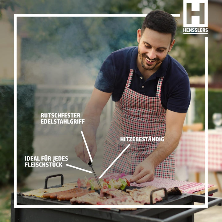 HENSSLERS® Fleischgabel Edelstahl [MIT SCHWARZER TITANBESCHICHTUNG] - Grillgabel - Bratengabel für d
