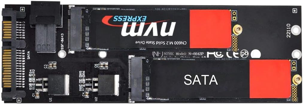 ChenYang M.2 NGFF zu SATA & NVME PCIe SSD zu SFF-8643 Erweiterungskartenadapter für Mainboard (funkt