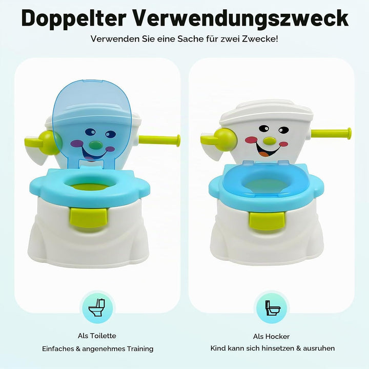 2in1 Kindertoilette Töpfchentrainer mit Rückenlehne, abnehmbarem Auffangbehälter und Toilettenpapier