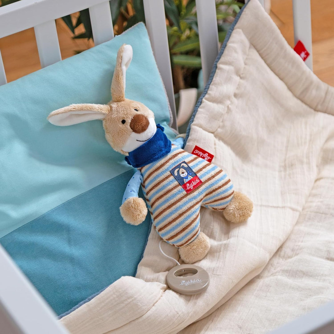 SIGIKID 39265 Spieluhr Semmel Bunny Mädchen und Jungen Babyspielzeug empfohlen ab Geburt blau/beige,
