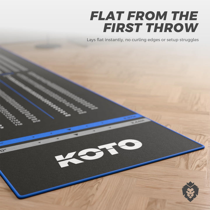 KOTO - Carpet Checkout Dartmatte, Schutz Bodens und Dartpfeile, Mit Score-Indikation + Oche, 285x80c