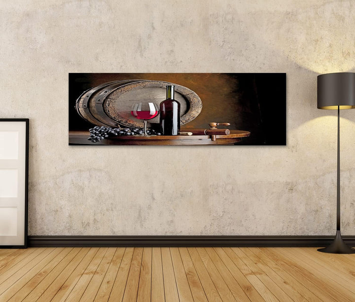 islandburner Bild auf Leinwand Wein Komposition Mit Weinfass Bilder Wandbilder Poster Leinwand 120x4