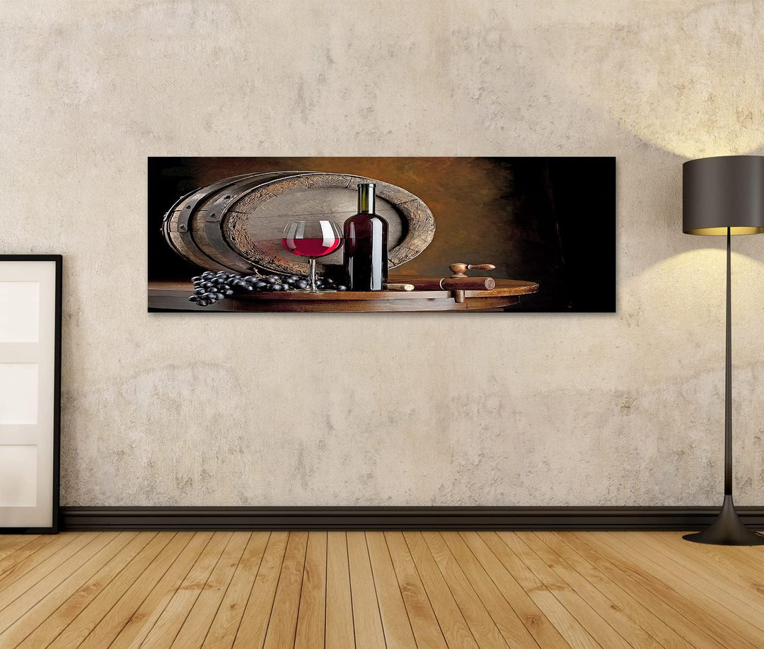 islandburner Bild auf Leinwand Wein Komposition Mit Weinfass Bilder Wandbilder Poster Leinwand 120x4
