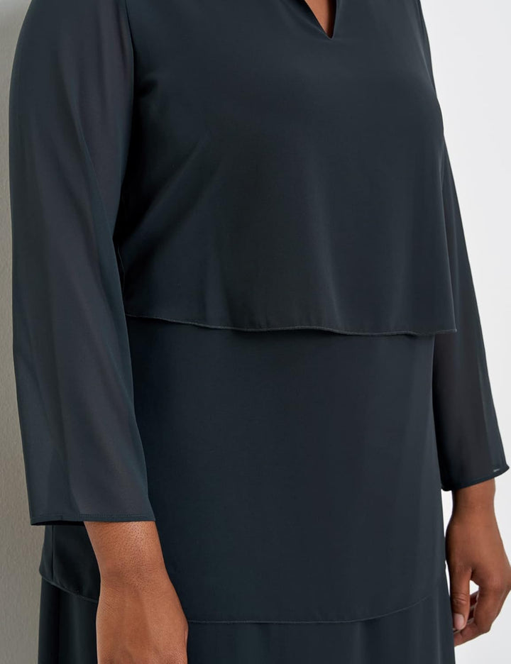 Samoon Damen 980999-29249 Kleid 50 Navy, 50 Navy