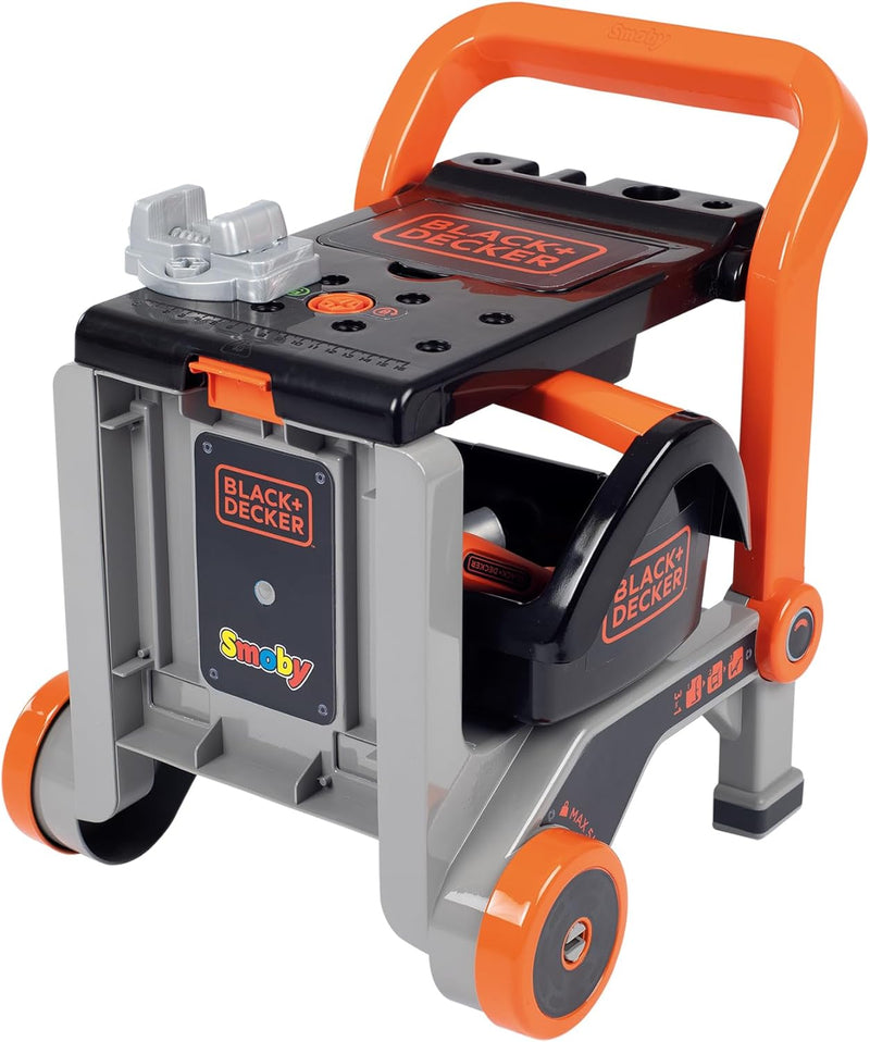 Smoby - Black + Decker 3-in-1 Multi-Werkbank mit Werkzeugkoffer - kleine Werkbank, mobiler Trolley,