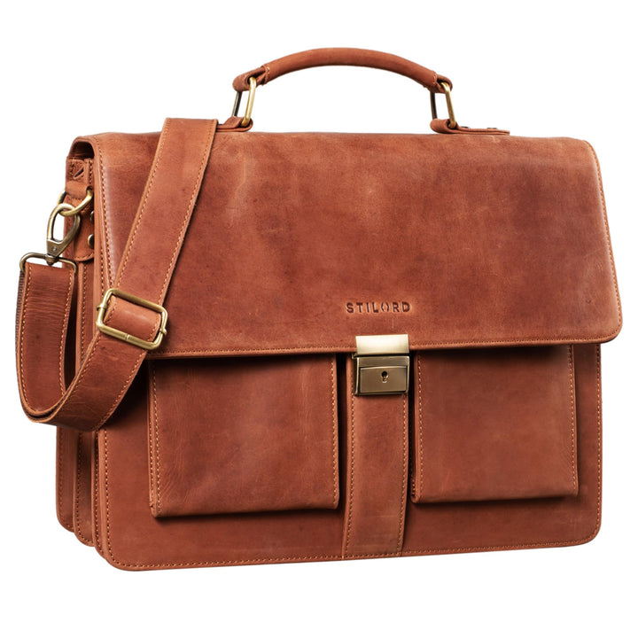STILORD 'Eros' Aktentasche Leder 15,6 Zoll Laptoptasche Business Umhängetasche Grosse Arbeitstasche