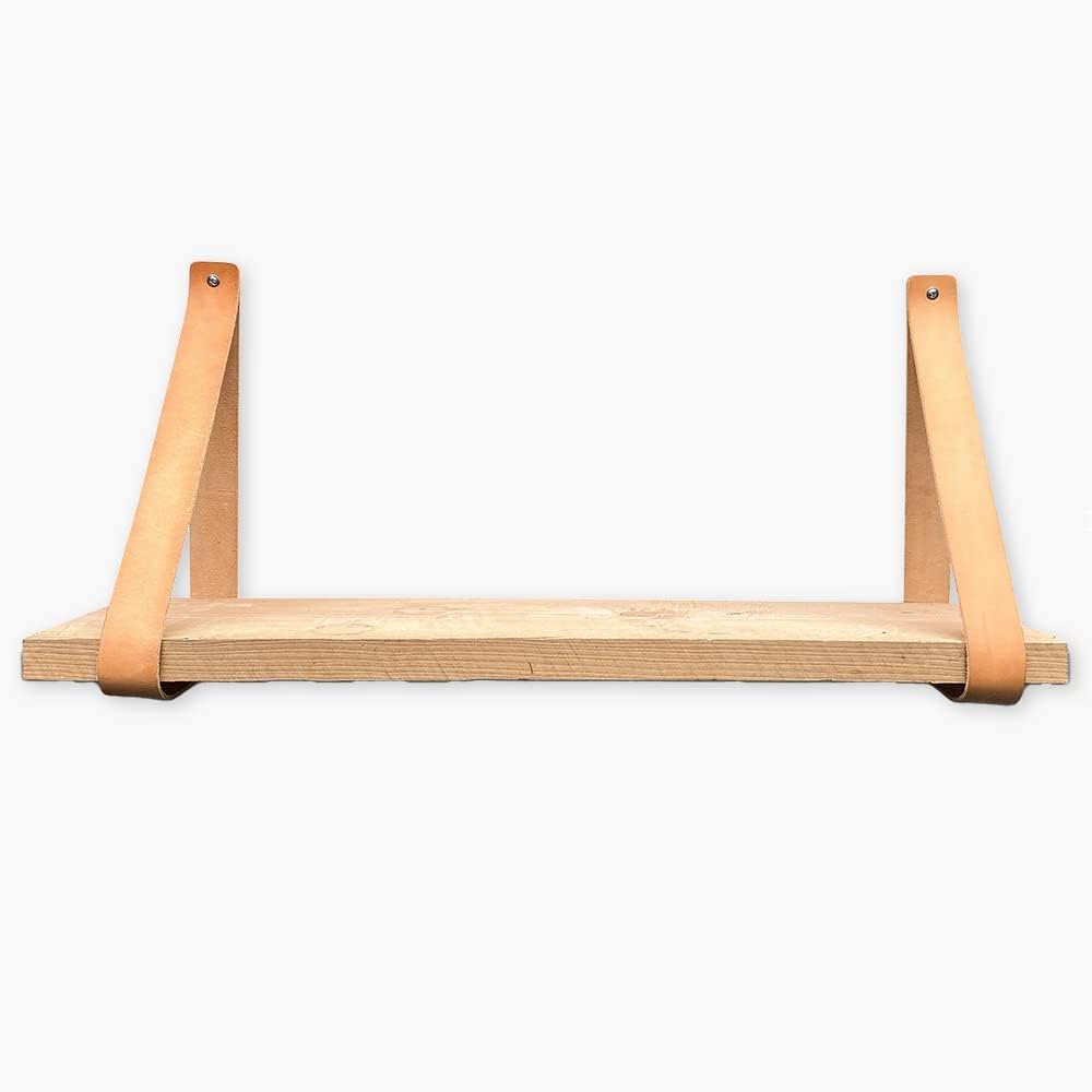 Brute Strength - Regalträger leder - Natur - 2 Stück - Regalstützen - Wandstützen - Regalriemen - Vo