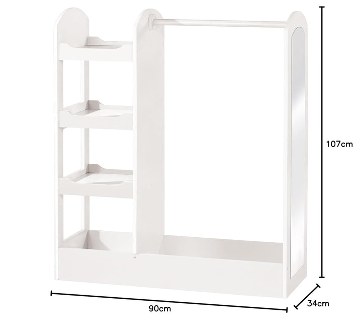 roba Garderobe, Kindermöbel mit Kleiderständer, Regal, Kleiderstange & grossem Spiegel; aus Holz wei
