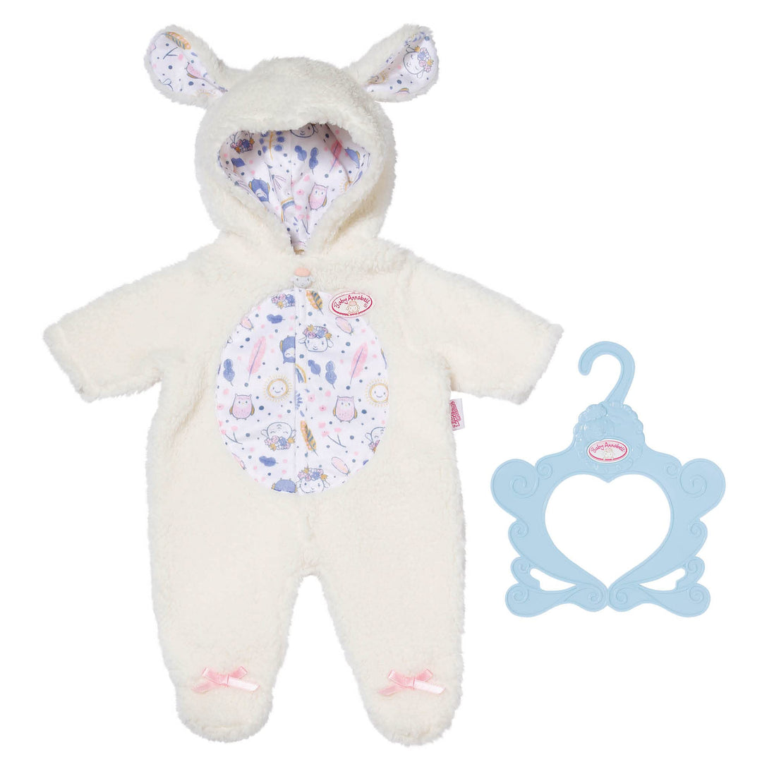 Baby Annabell Anzug im Schäfchenlook mit Kapuze und Schäfchen-Ohren, Strampler für 43 cm Puppen, 709