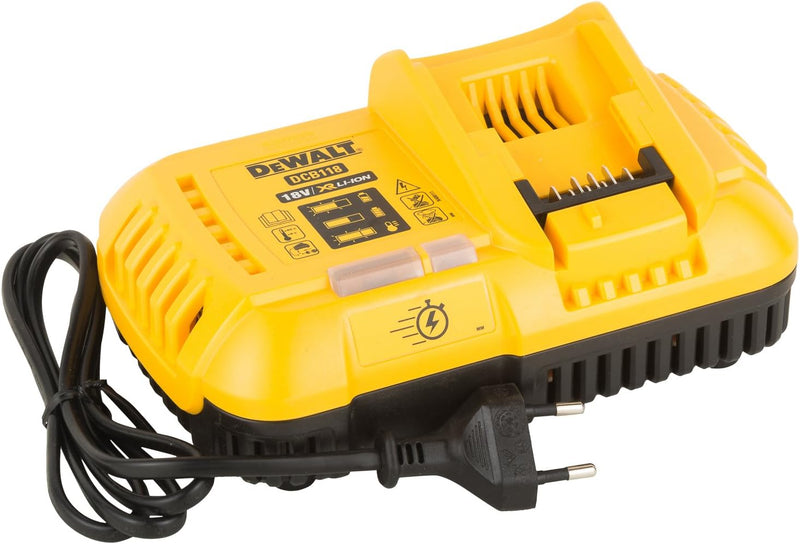 Dewalt System-Schnellladegerät DCB118 (für alle 18V & 54V XR Akkus, 2-Stufen Ladeprozess, LED-Anzeig