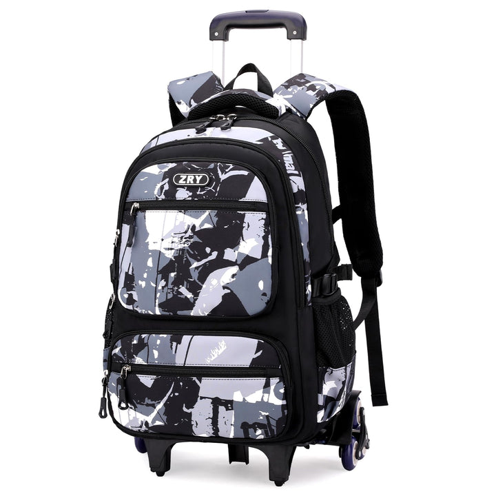 Amythe Schulrucksack Teenager, Abnehmbare Trolley Rucksack Schule mit 6 Räder für Jungen ab 10 Jahre