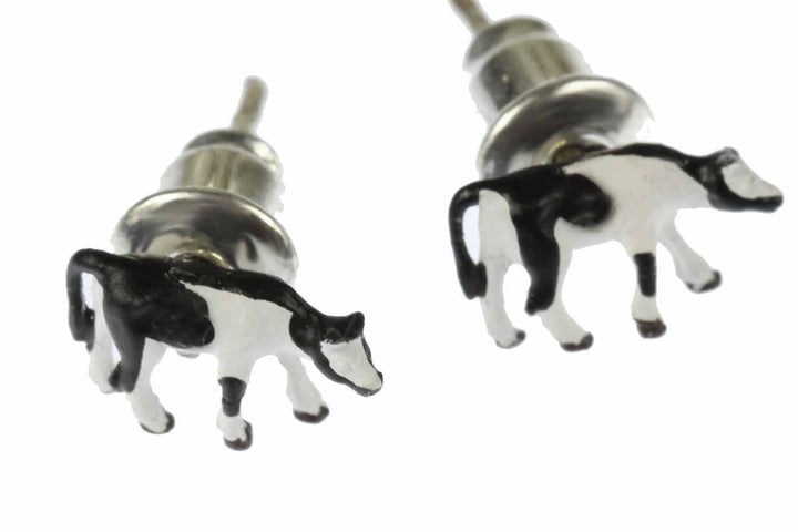 Miniblings Kuh Kühe Bauernhof Ohrstecker schwarz weiss winzig - Handmade Modeschmuck I Ohrringe Stec