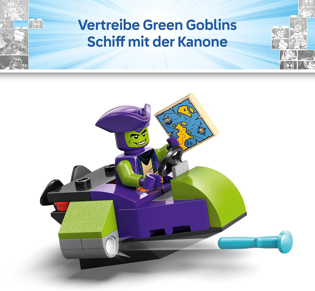 LEGO ǀ Piratenschiff von Spideys Team - Superhelden Set mit einem Schiffsmodell, 2 Booten, 4 Minifig