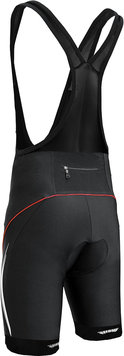 Derek-Plus, Trägerhose, Radlerhose mit Trägern und Gel - Sitzpolster 3XL Schwarz - Rot, 3XL Schwarz