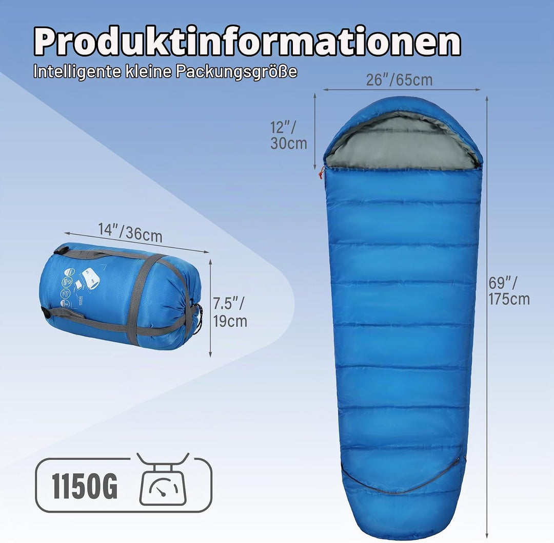 REDCAMP Kinderschlafsack für Jungen und Mädchen 175 x65 cm, Mumienschlafsack Bequem Leicht-Warm mit