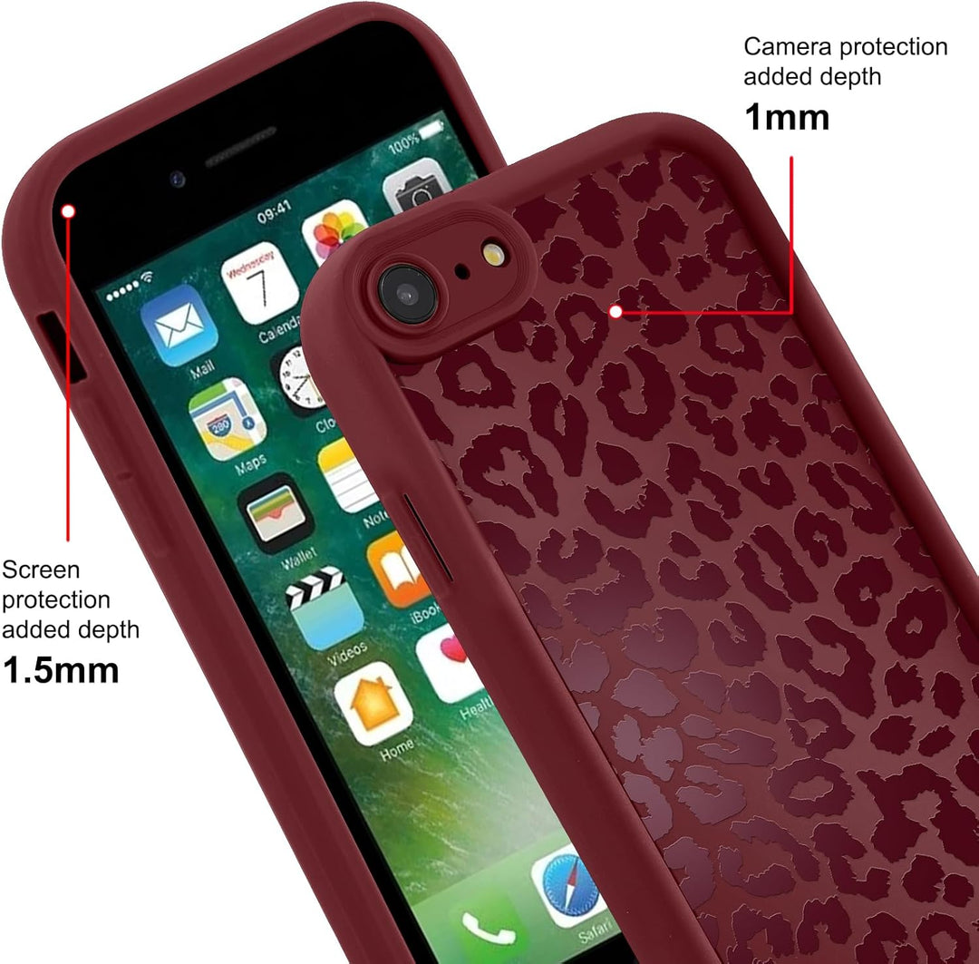 ZhuoFan Handyhülle für iPhone 7/8/iPhone SE 2022 /SE 2020 hülle 4,7”, Aesthetic Leopard Muster Rot M