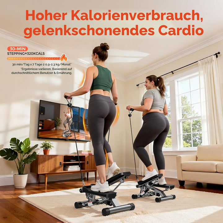 Sportsroyals Exercise Stair Stepper für Zuhause – Up-Down Swing Stepper mit Power Ropes for Bein/Arm