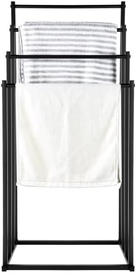 ZOLTA Handtuchhalter freistehend Loft Design schwarz 94×45×29 cm mit 4 Armen Metall Handtuchständer