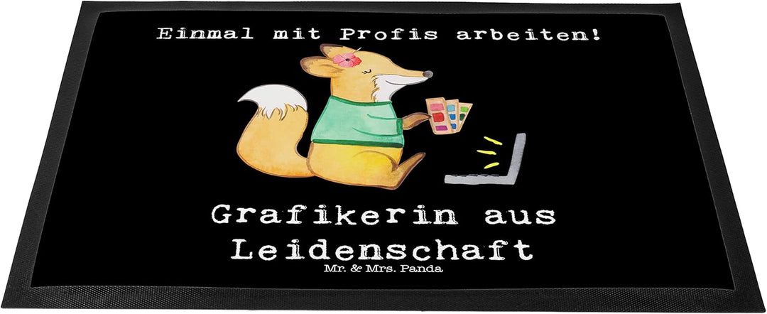 Mr. &amp; Mrs. Panda 40 x 60 cm Fussmatte Grafikerin aus Leidenschaft - Geschenk, Abschied, Fussabtreter