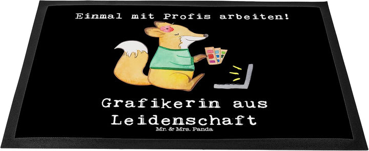Mr. &amp; Mrs. Panda 40 x 60 cm Fussmatte Grafikerin aus Leidenschaft - Geschenk, Abschied, Fussabtreter