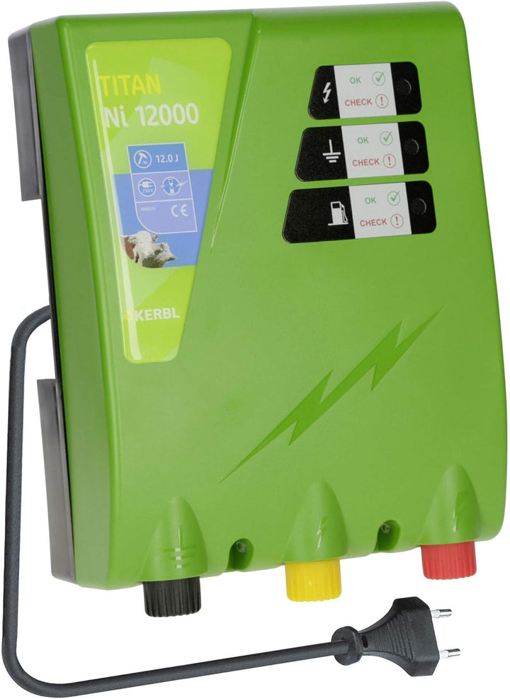Kerbl Weidezaungerät Titan Ni 12000, 12.0 J Weidezaun Gerät Stromversorgung Netzgerät 230V, Titan Ni