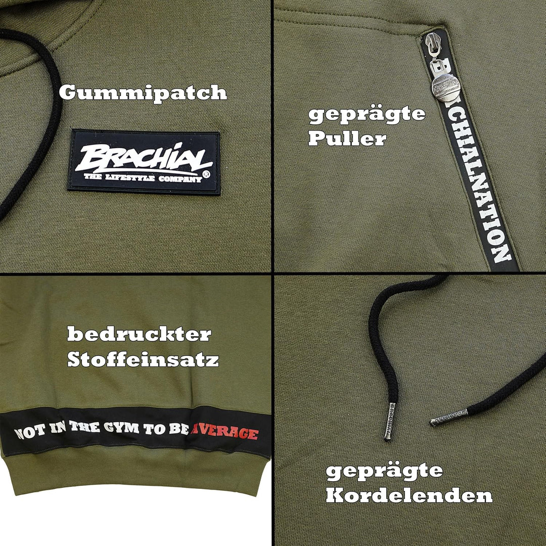 Brachial Premium Herren Kapuzenpullover Rude - Hoodie Sweatshirt Pullover mit Kapuze für Bodybuilder