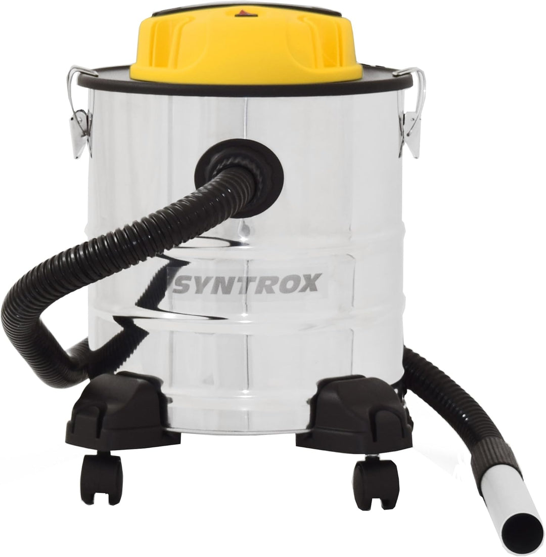Syntrox Germany 2 in 1 Aschesauger und Staubsauger Edelstahl 20 Liter mit Motor Feinstaubsauger Asch