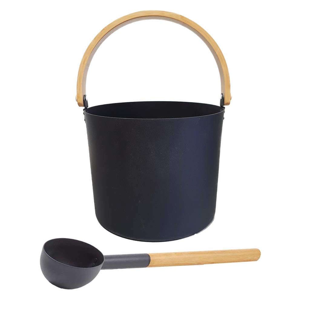 KOLO Sauna Kübel 2 + Kelle/Saunaset/Saunaeimer und Kelle in, Schwarz