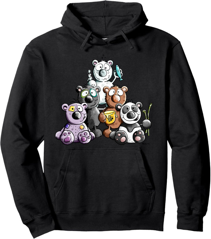 Bunte Bären Familie I Braunbär, Eisbär, Panda Teddy Fun Pullover Hoodie