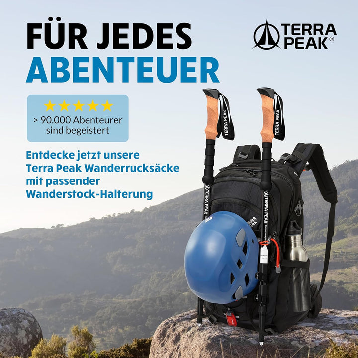 Terra Peak® Premium Wanderstöcke Teleskop ultra-leicht, ausziehbar aus Carbon o. Aluminium INKL. Mik