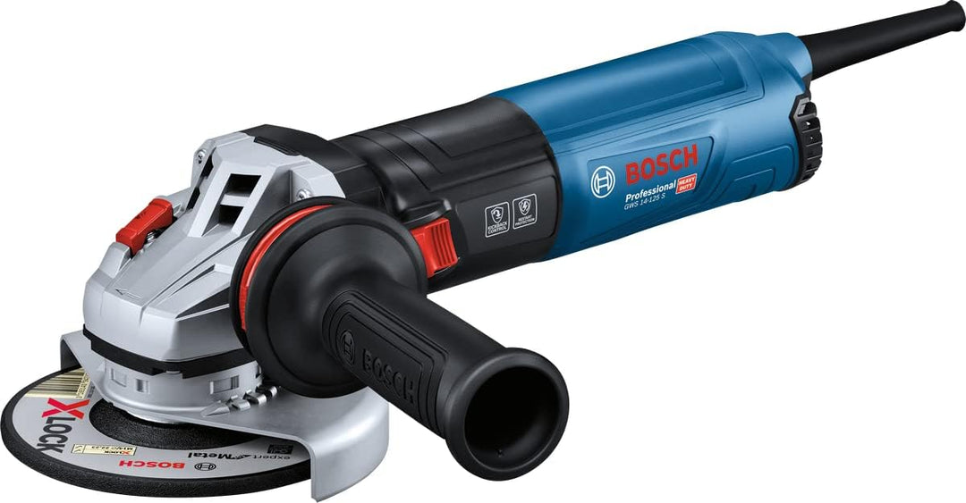 Bosch Professional Winkelschleifer GWS 14-125 S (1.400 Watt, Zusatzhandgriff, Schutzhaube, anklippba
