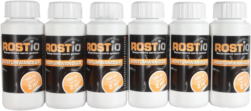 Rostio Rostumwandler & Grundierung | Rostkonverter mit Pinsel 100 ml, Grösse: 6 Flaschen, 6 Flaschen