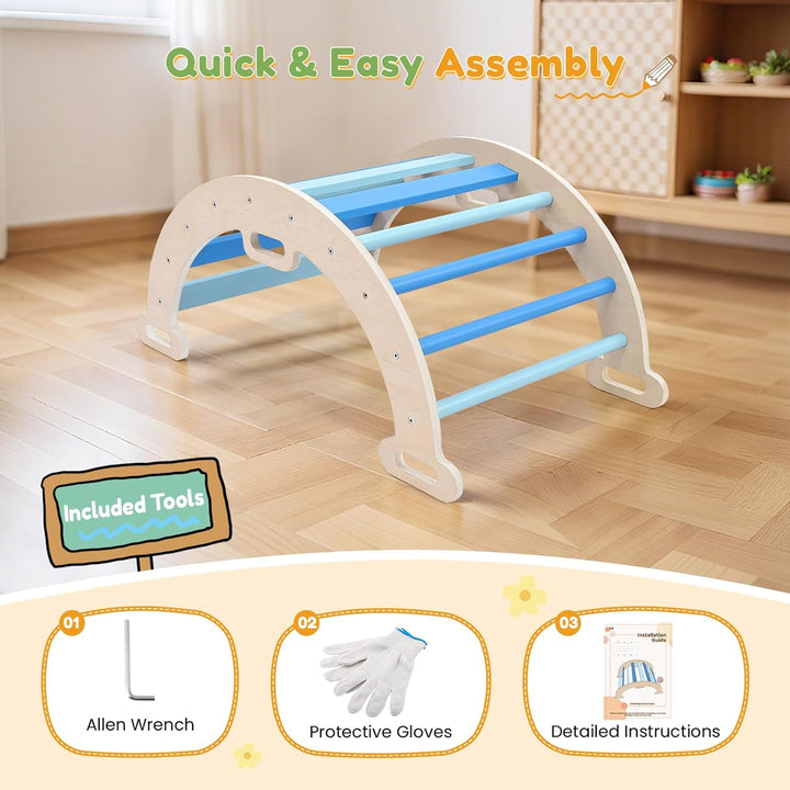 klettergerüst Indoor,Holzkletterbogen mit Weichem Kissen,Indoor Klettergerüst für Kinder ab 3 Jahre,