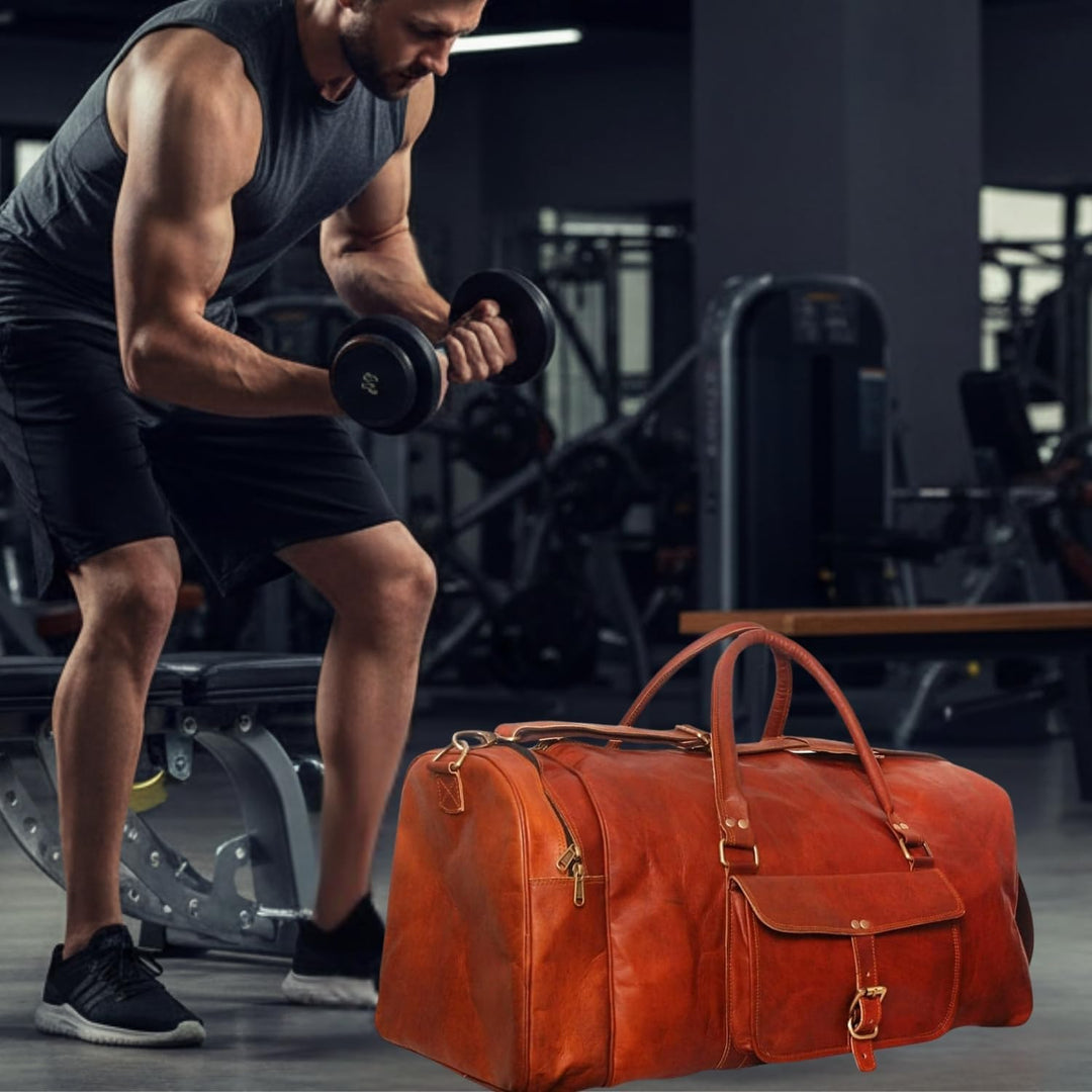 ALASKA EXPORTS Harvey Echtes Leder Holdall Duffel Gym Weekender Gepäck Reise Schulter Vintage Tasche