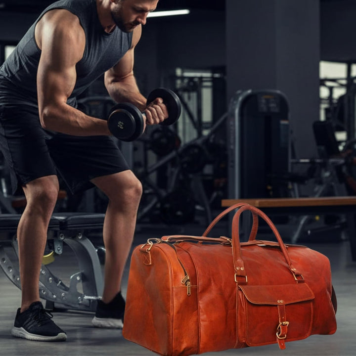 ALASKA EXPORTS Harvey Echtes Leder Holdall Duffel Gym Weekender Gepäck Reise Schulter Vintage Tasche
