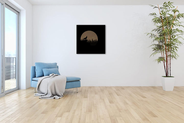 deyoli düsterer einsamer Wolf Format: 60x60 Effekt: Sepia als Leinwandbild, Motiv fertig gerahmt auf